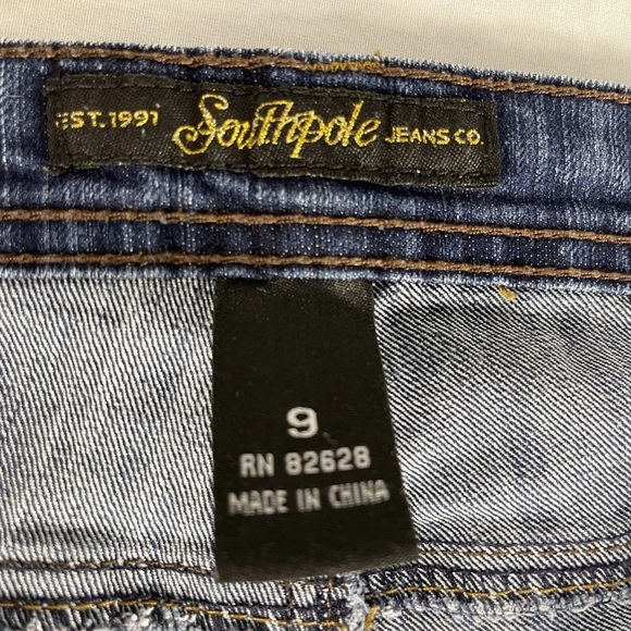 Southpole Jeans Womens 9 Bootcut Flare Mid Rise Medium Wash Pocket Bling Stretch - Picture 6 of 13